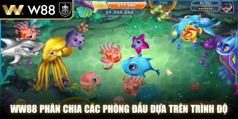 WW88 phân chia các phòng đấu dựa trên trình độ, mức vốn của người chơi