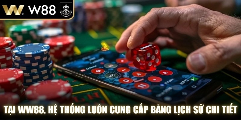 Tại sảnh chơi của WW88, hệ thống luôn cung cấp bảng lịch sử chi tiết
