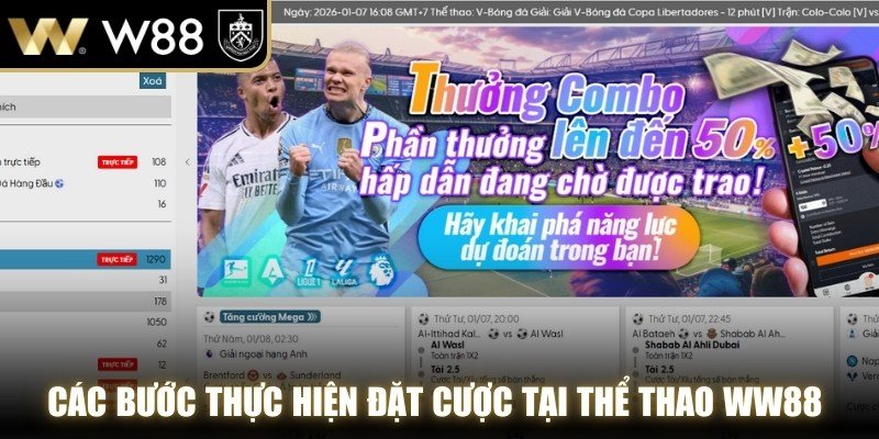Các bước thực hiện đặt cược tại thể thao WW88 vô cùng đơn giản